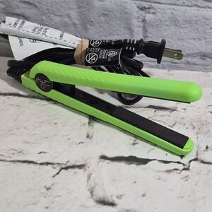 PYT Mini Flat Iron Neon Green Hair Straightener Styling Tool Travel Size Tested